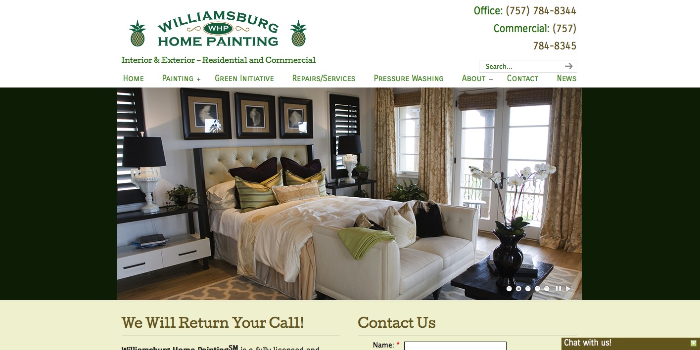 Williamsburg VA site Design for Williamsburg Painting Service